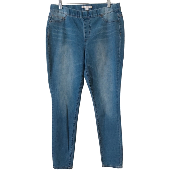 Boston Proper Plus Size 14 Glitter Pull-on Blue Denim Jean Jegging Pants - Picture 1 of 12